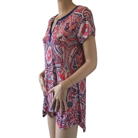 Rxb Paisley 100% Rayon Tunic Top Blouse Shirt Tank Colourful Hi Low Flowy - Picture 4 of 14